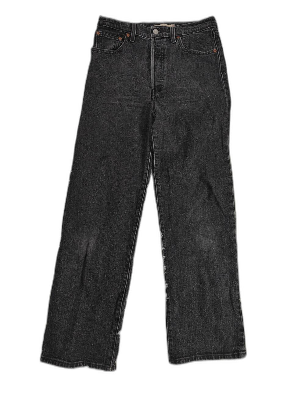 Womens Levis Ribcage Straight Ankle Black Jeans Size 28